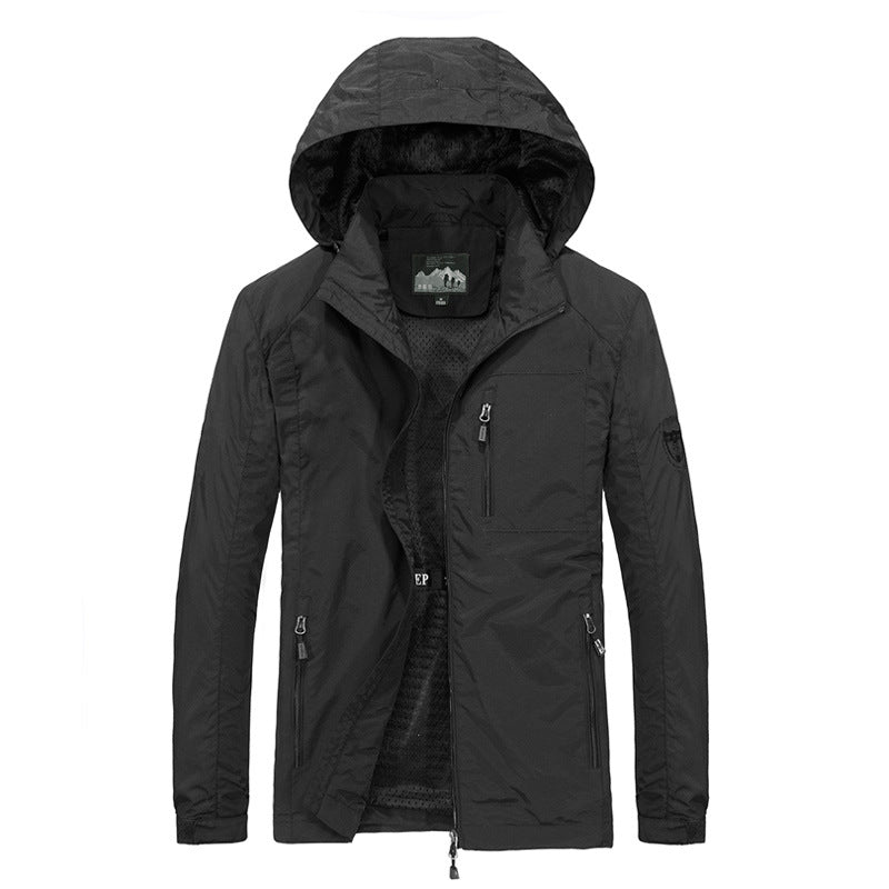 Herr ventilerande softshell Hybrid Jacka med huva, Micro fleecefoder och Dragkedja bröstficka