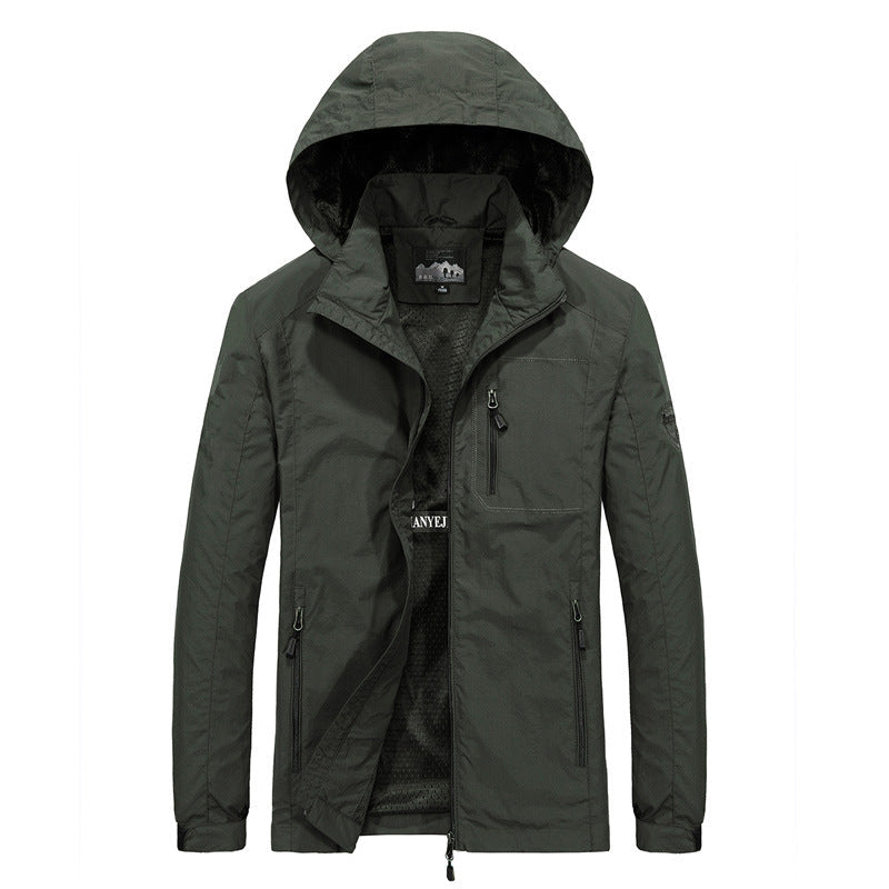Herr ventilerande softshell Hybrid Jacka med huva, Micro fleecefoder och Dragkedja bröstficka