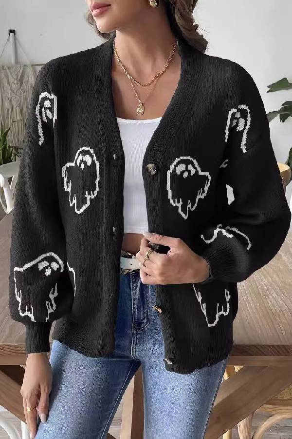 | Lös casual Cartoon Jacquard Jacka