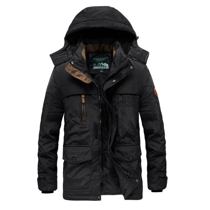 Herr City-Field Parka med Termisk Teddyfoder, Vindskyddande Fram Knapplist och Multifunctional Exterior Fickor