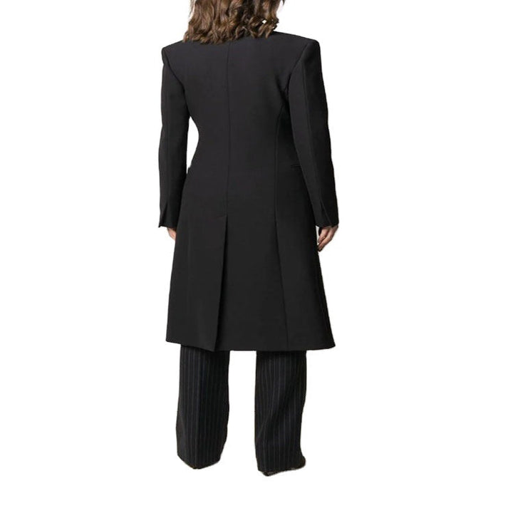 Dam Maxi Length kappa med Shawl krage, Satin Trim och knytband