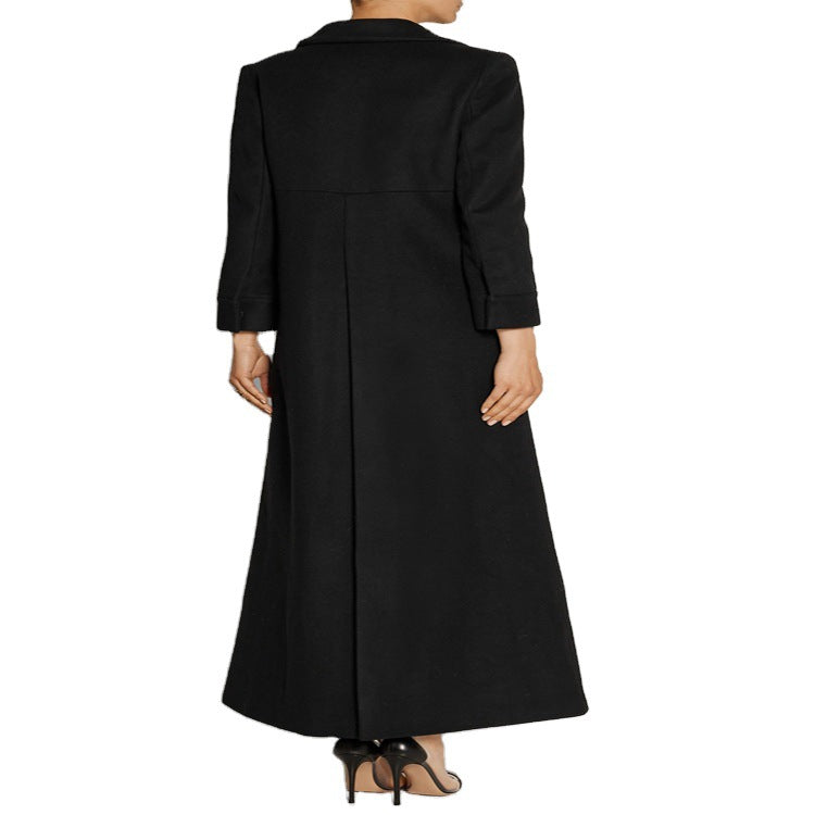Dam Floor-Length Single-Breasted kappa med Split och skräddad silhuett