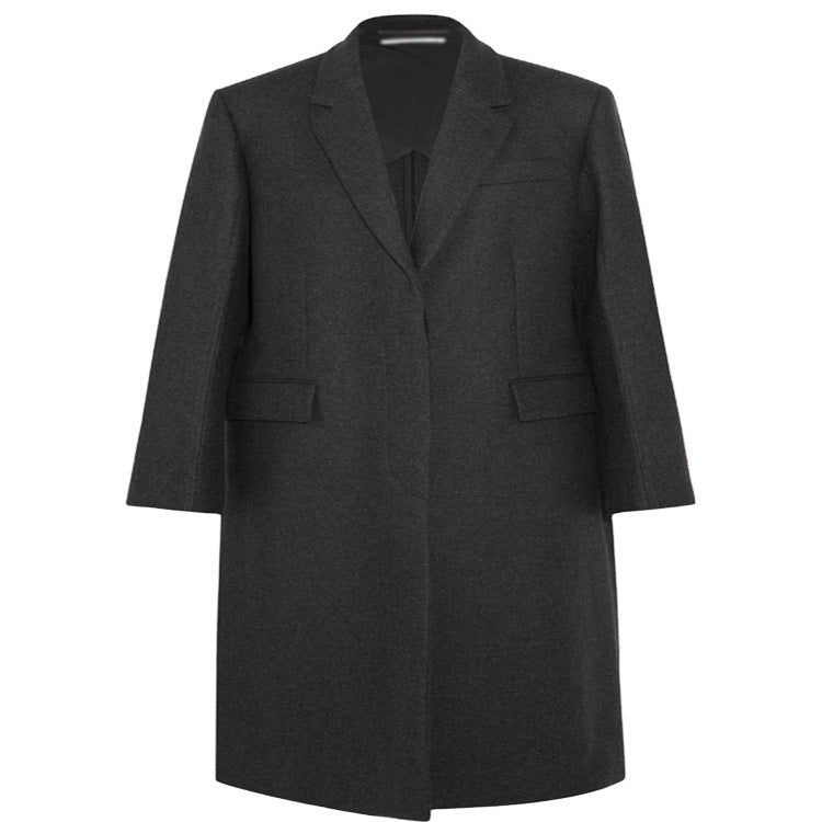 Dam oversize Single-Breasted Maxi-Length ullblandning lång kappa med Relaxed Shoulders och Flap fickor