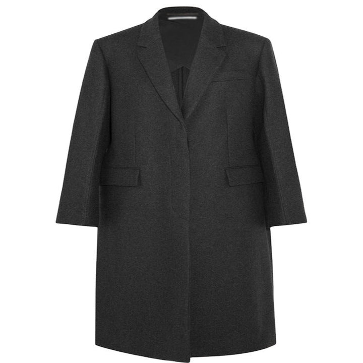 Dam oversize Single-Breasted Maxi-Length ullblandning lång kappa med Relaxed Shoulders och Flap fickor