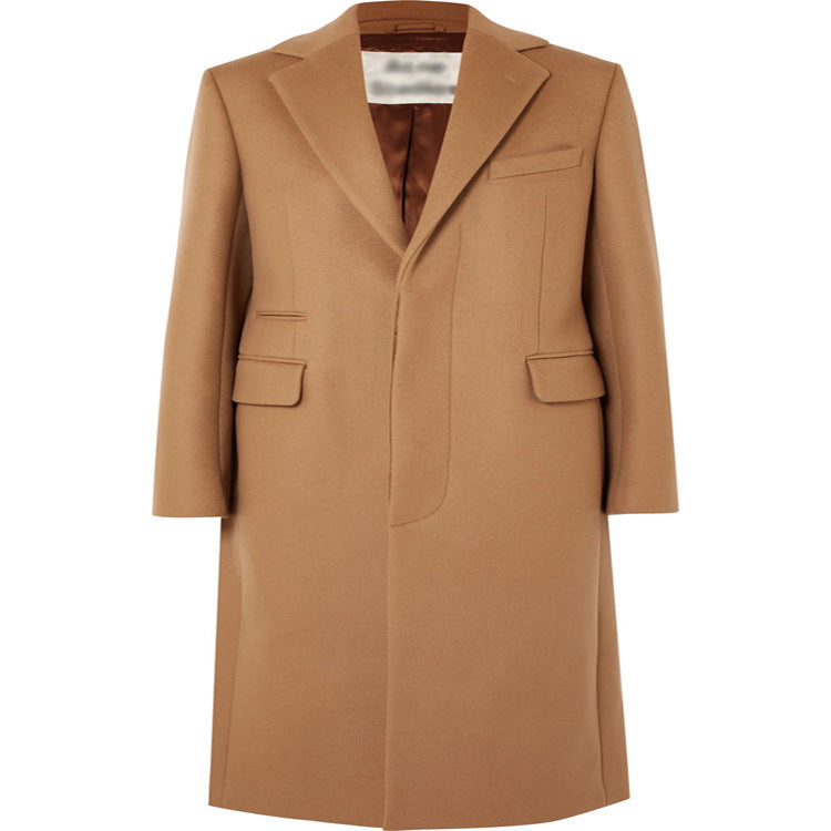 Dam Single-breasted ull Mix lång kappa med Sharp Tailoring och utanpåfickor