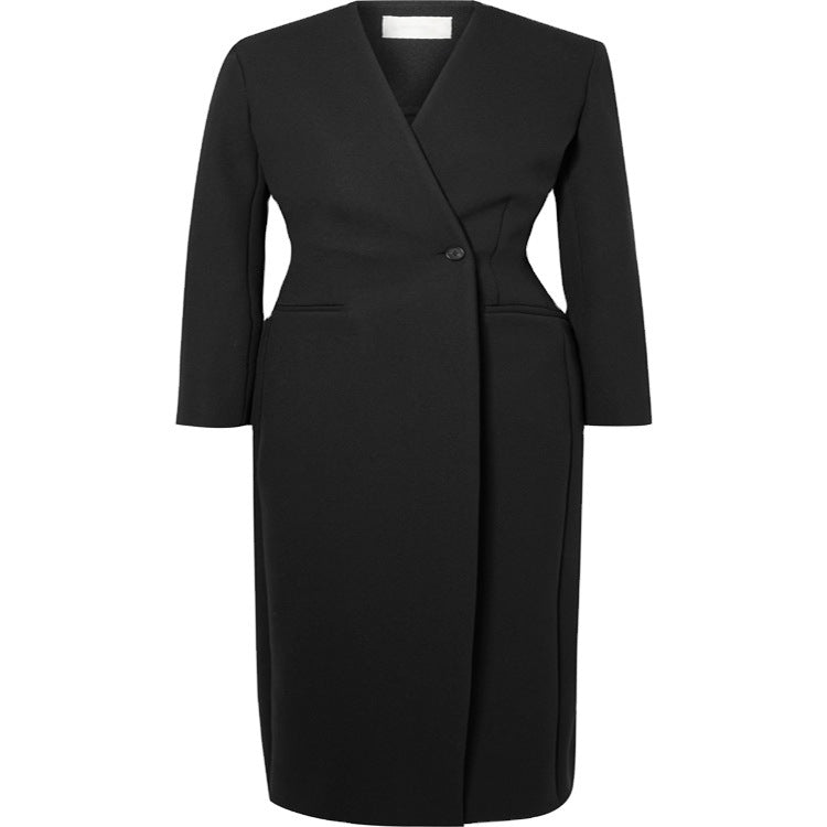 Dam Maxi lång minimalistisk tailoring kappa med open fram