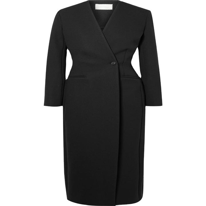 Dam Maxi lång minimalistisk tailoring kappa med open fram