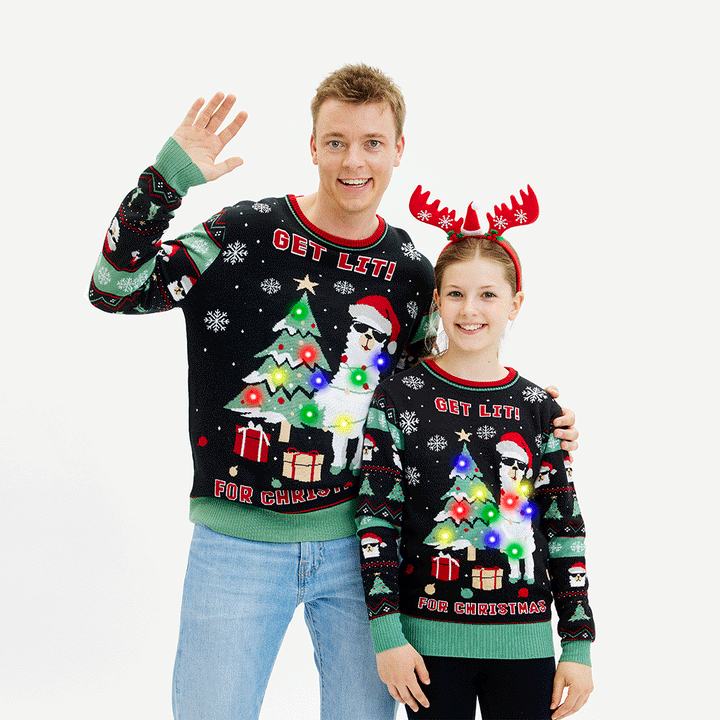 Get Lit Llama Christmas Christmas Tröja Herr