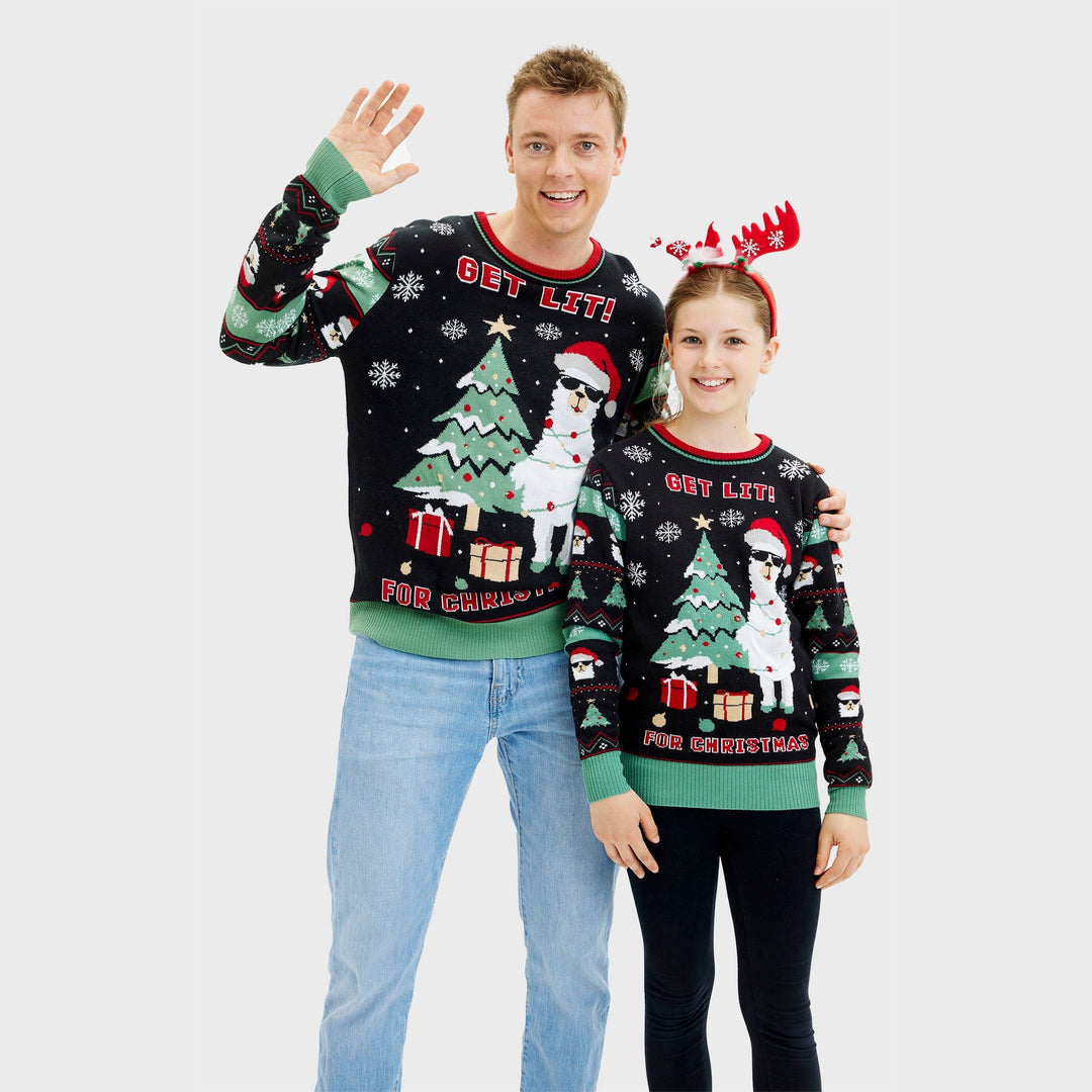 Get Lit Llama Christmas Christmas Tröja Herr