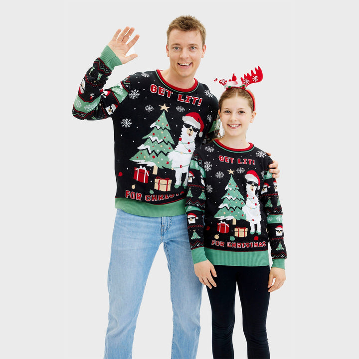 Get Lit Llama Christmas Christmas Tröja Herr
