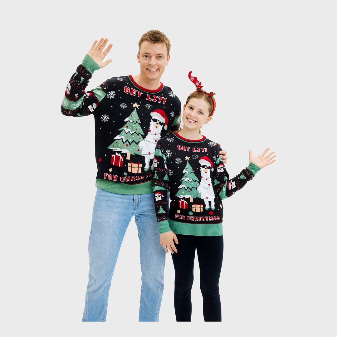 Get Lit Llama Christmas Christmas Tröja Herr