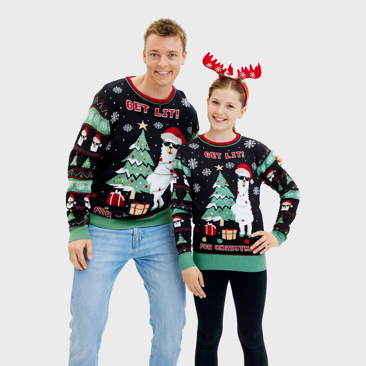 Get Lit Llama Christmas Christmas Tröja Herr