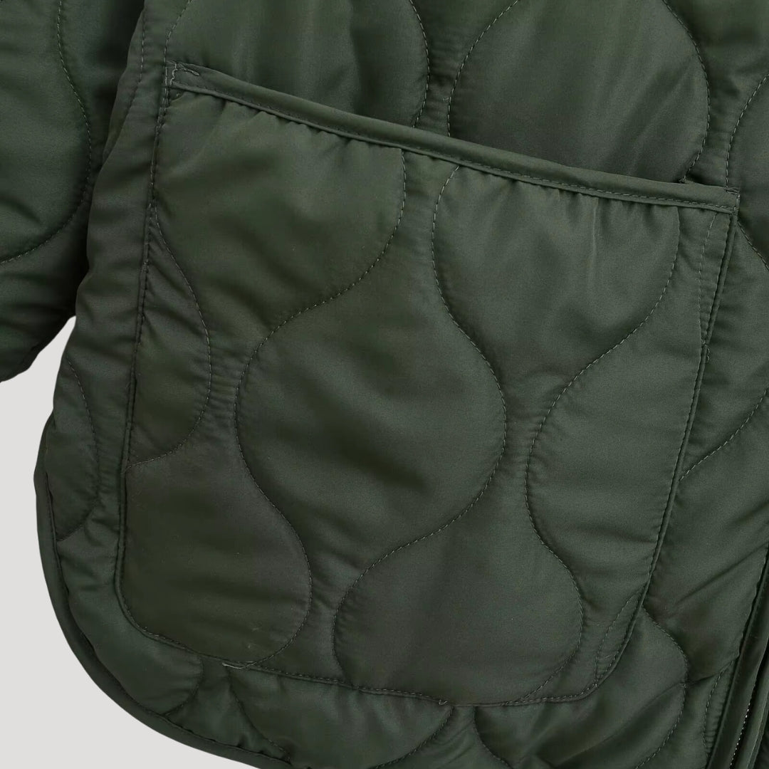 | Dam quiltad oversize grön fleece zip-up jacka