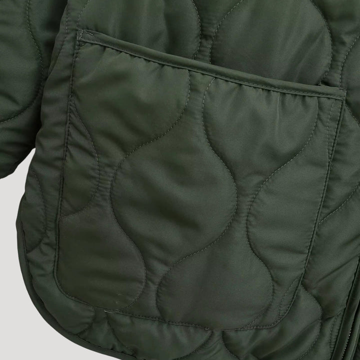 | Dam quiltad oversize grön fleece zip-up jacka