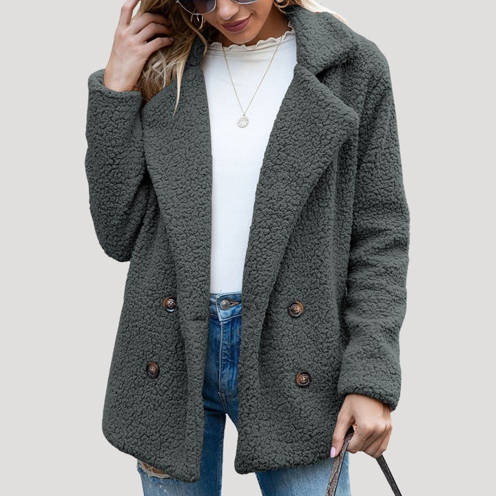 Dam Teddy Fleece Dubbel-Breasted Vinter Jacka