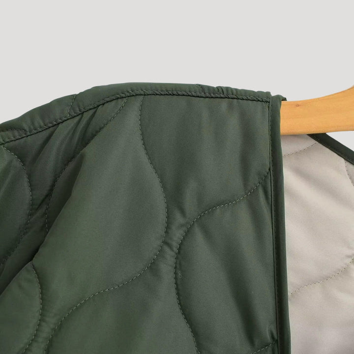 | Dam quiltad oversize grön fleece zip-up jacka