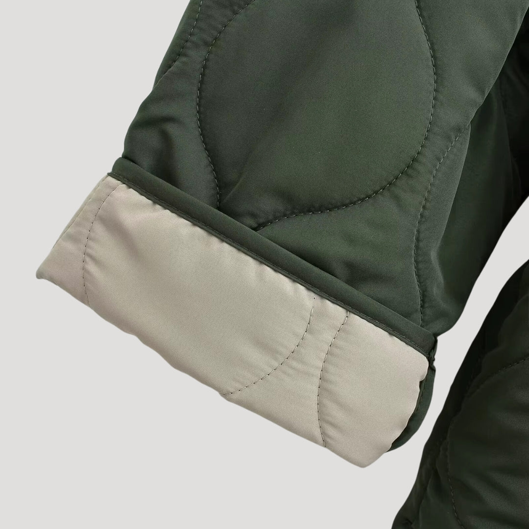 | Dam quiltad oversize grön fleece zip-up jacka