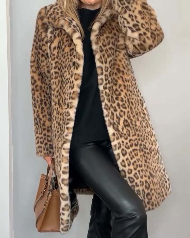 | Leopard Lång mjuk Jacka