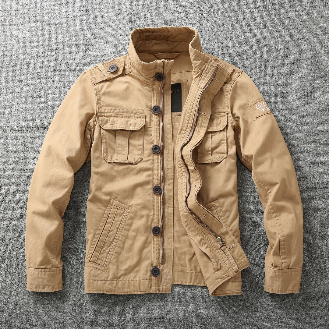 Herr Utility Parka med Huva, Quiltad Foder och Flera Fickor