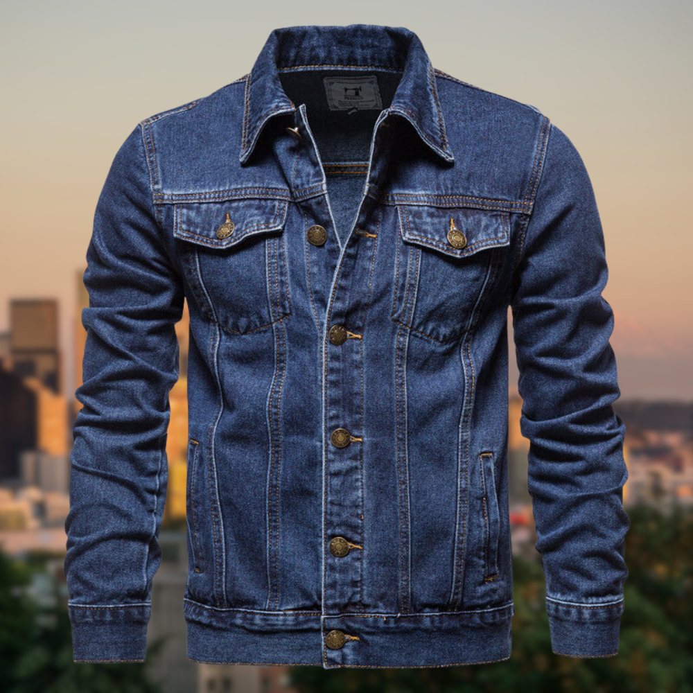 Denim Jacka med Klassisk Design