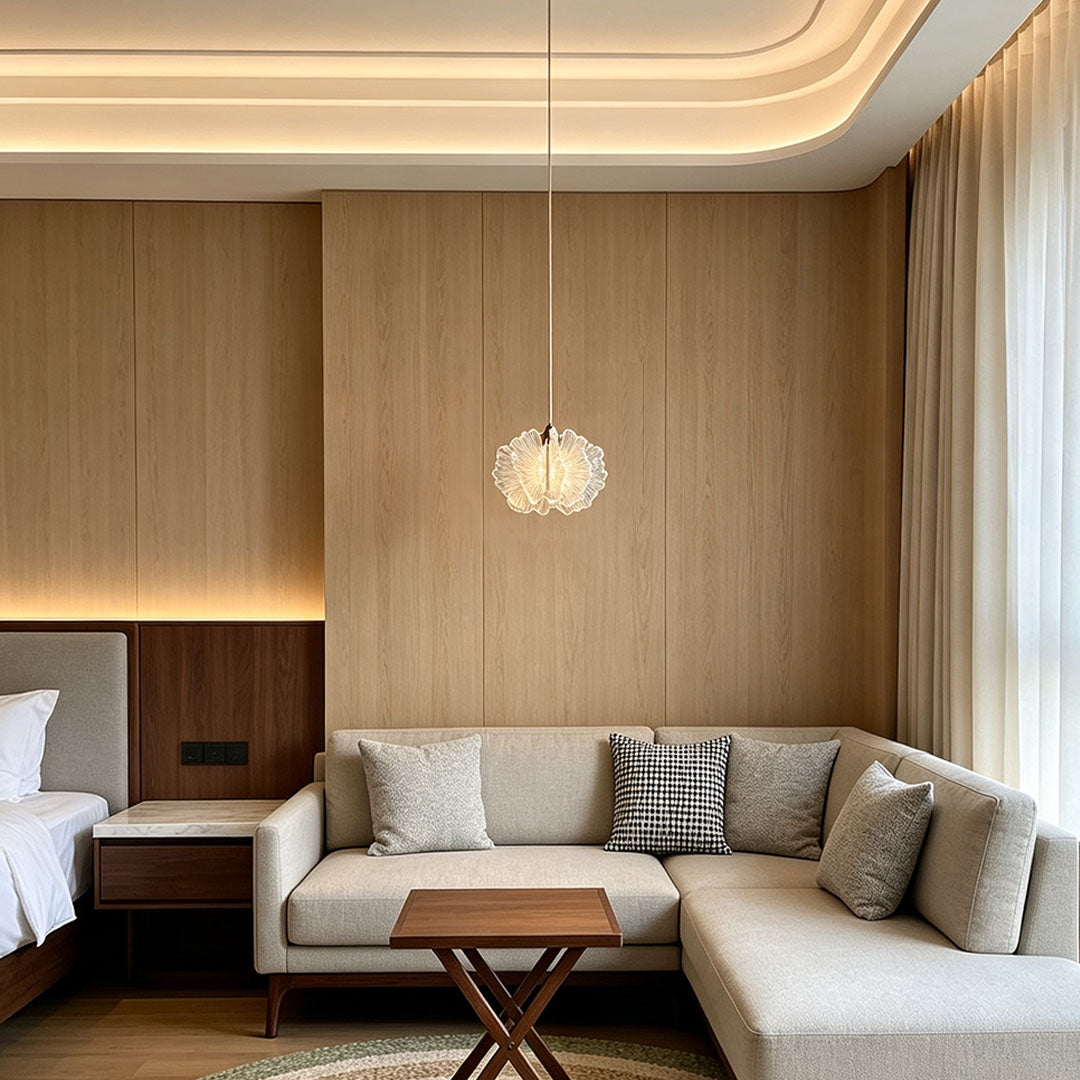 Petal Pendant Light Fransk Grädde-Stil Justerbar Taklampa