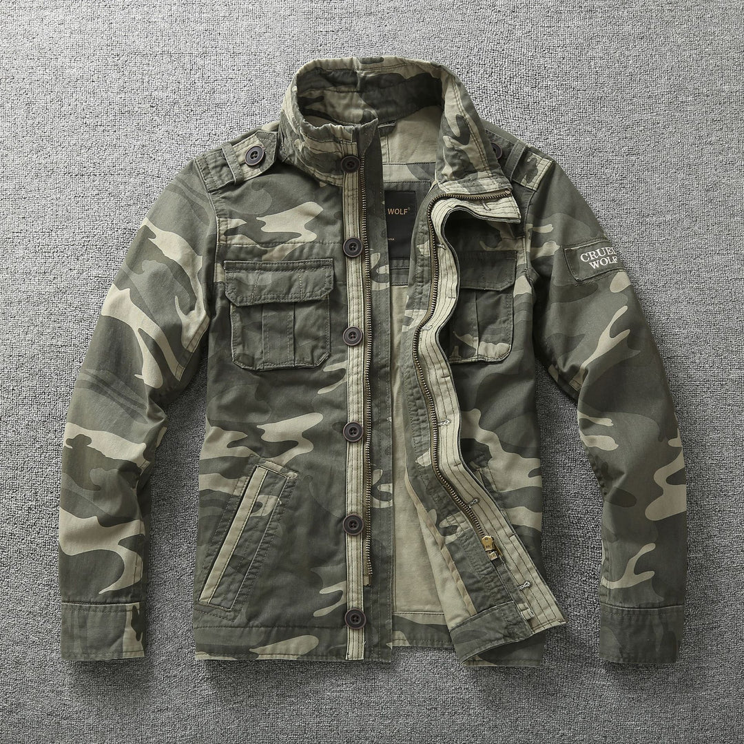 Herr Utility Parka med Huva, Quiltad Foder och Flera Fickor