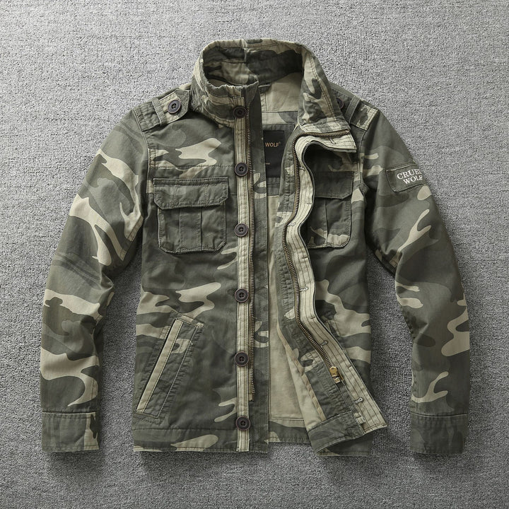 Herr Utility Parka med Huva, Quiltad Foder och Flera Fickor
