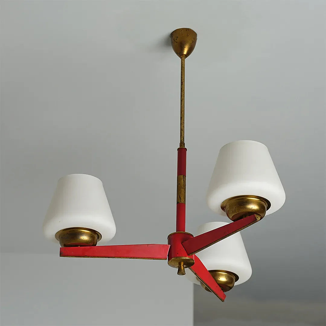 3-ljuskronor i vintage stil med glas