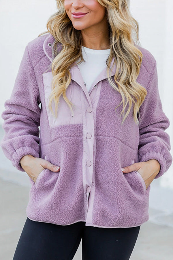 | Sherpa Kontrast Trim Dragkedja Ficka Jacka