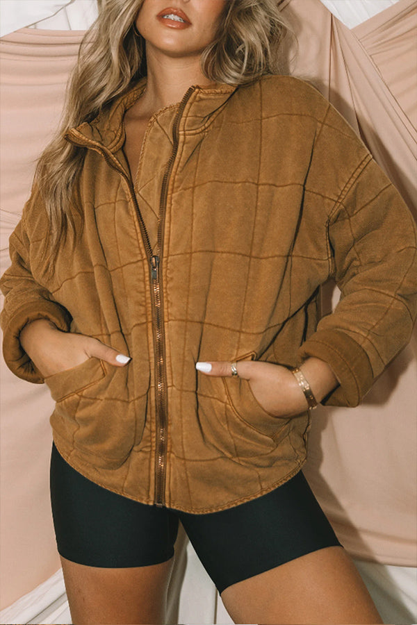 | Fäst Ficka quiltad Jacka Crop