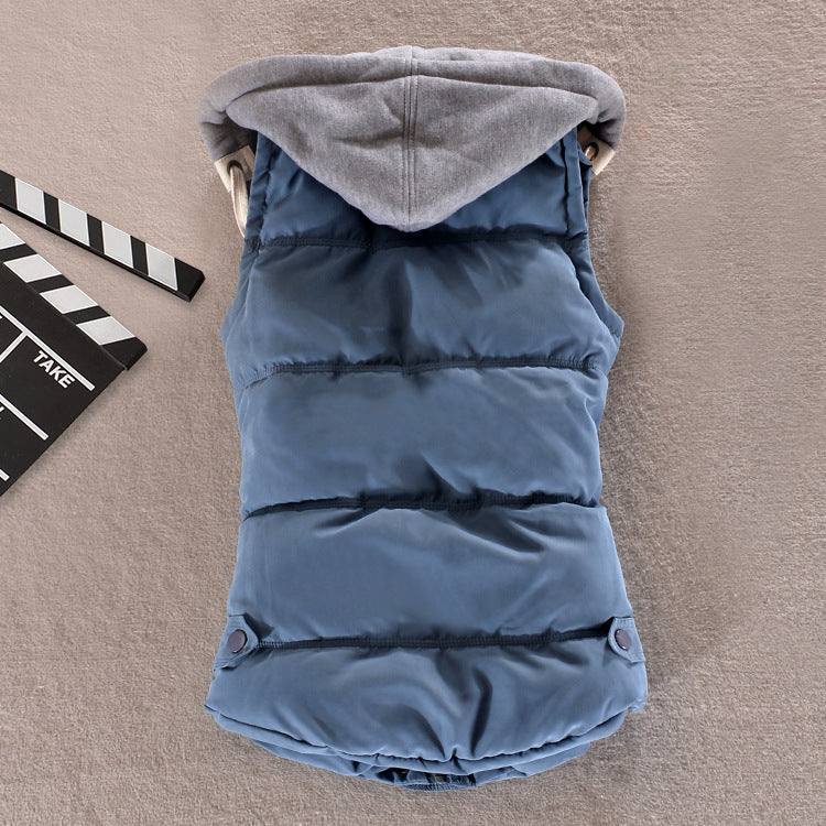 Dam Figurnära Quiltad Sleeveless Termisk Väst med Contrasting Huva