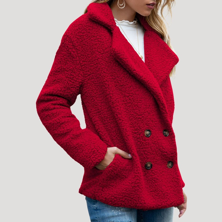Dam Teddy Fleece Dubbel-Breasted Vinter Jacka