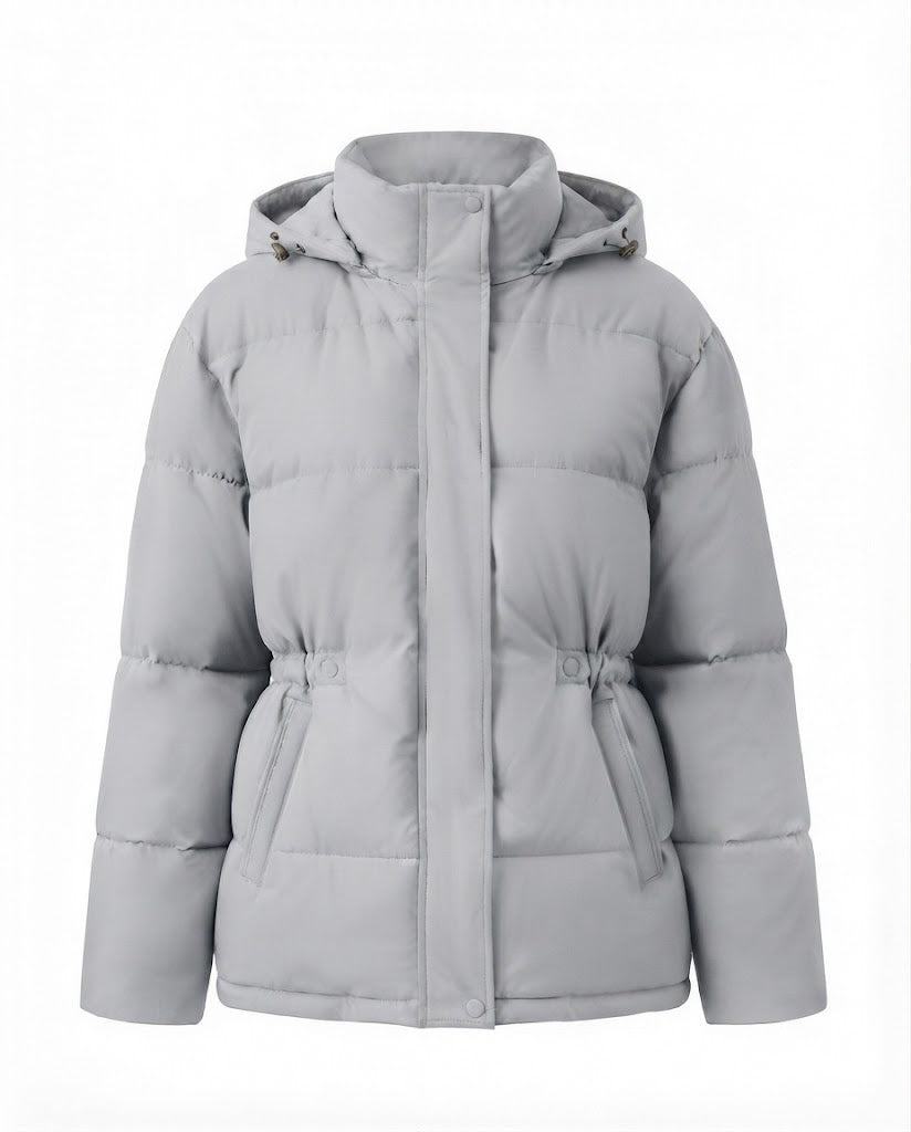 Dam Oversize Quiltad med Huva Jacka med Värmande Thermo Padding