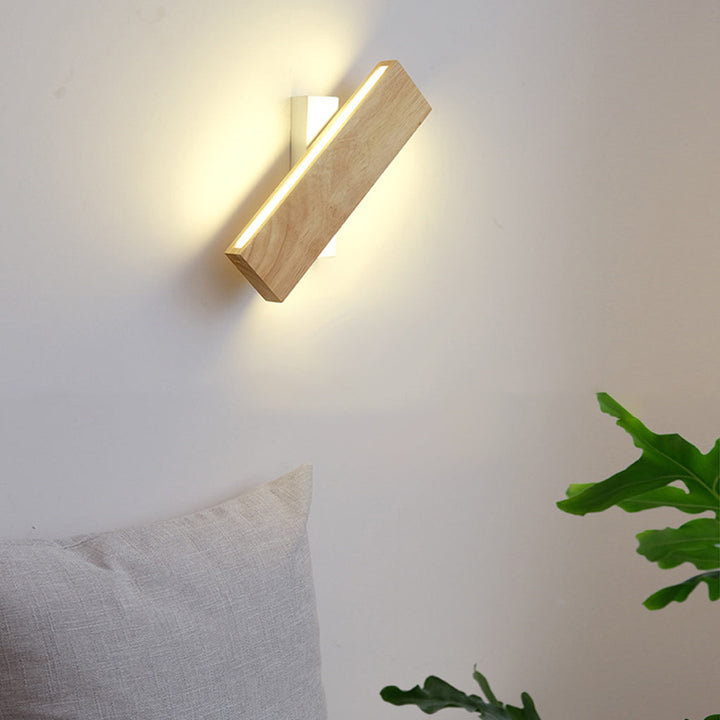 [Öppen Låda] Rotera Minimalistisk Rektangulär Trä LED Vägglampa Väggbelysning Armatur