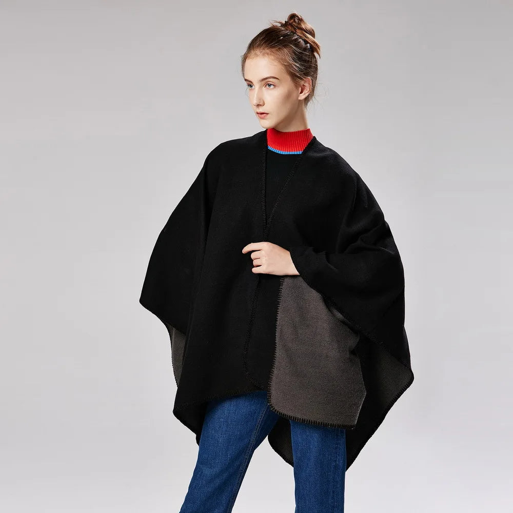 | värmer Poncho med Flowing Skärning