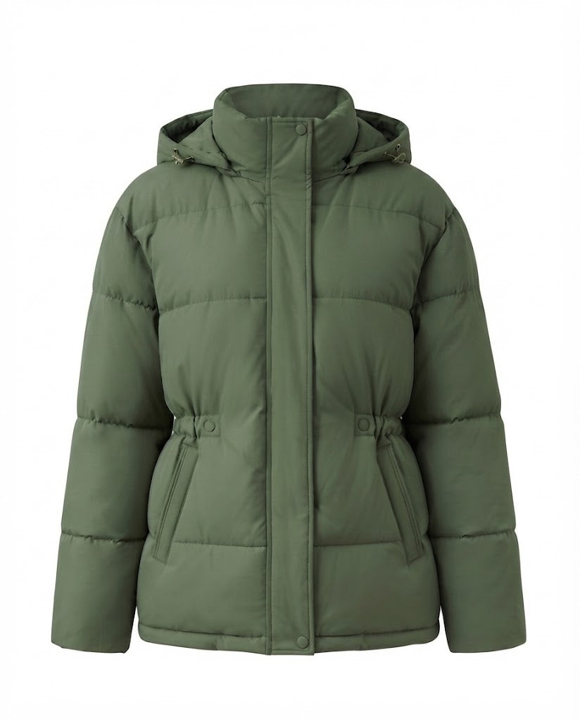 Dam Oversize Quiltad med Huva Jacka med Värmande Thermo Padding