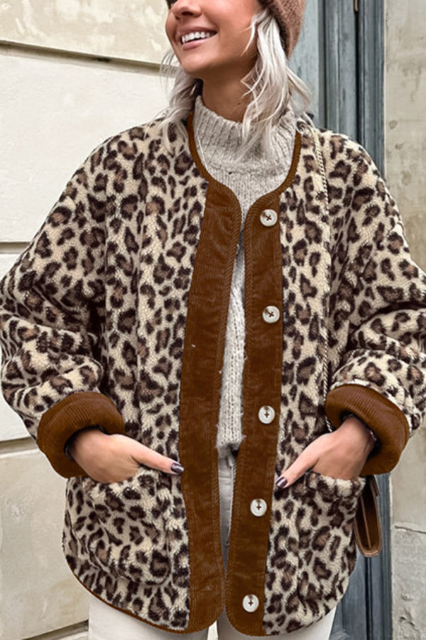 | Leopard Lös Lös Cashmere värm Jacka