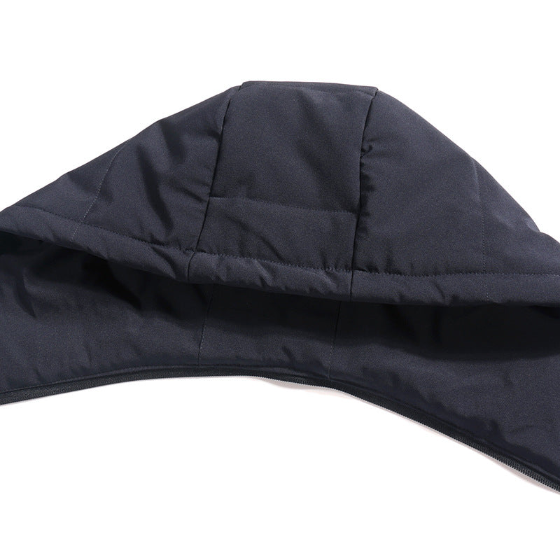 Men Mid-Length Quiltad Parka med Huva och Vindskyddande Termisk Isolering