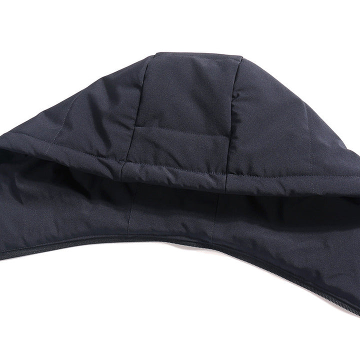 Men Mid-Length Quiltad Parka med Huva och Vindskyddande Termisk Isolering
