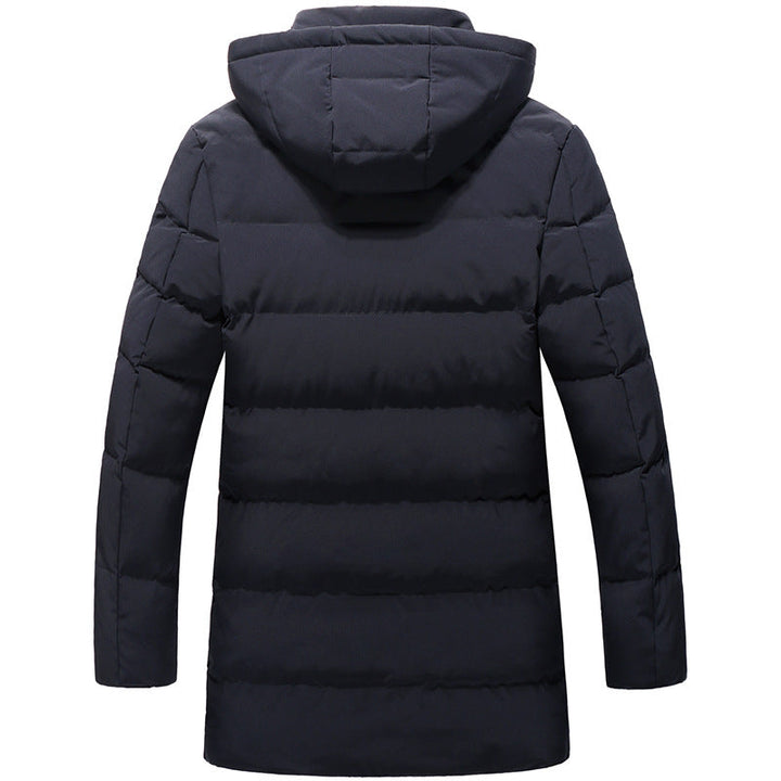 Men Mid-Length Quiltad Parka med Huva och Vindskyddande Termisk Isolering