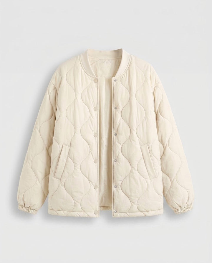 Dam Lätt Quiltad Kort Jacka med Cloud Quilt och Tryckknapp Knapp Knäppning