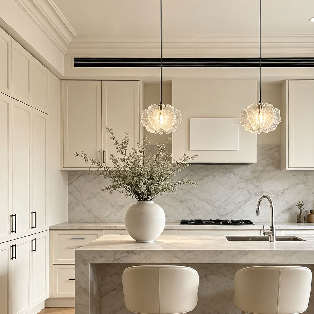 Petal Pendant Light Fransk Grädde-Stil Justerbar Taklampa