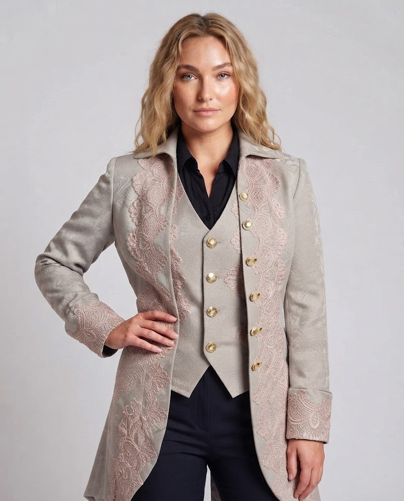 Dam elegant jacka med Opulent Lace Embellishments