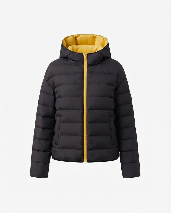 Dam Minimalistisk Kort Thermo Quiltad Jacka med Ergonomisk Huva, Tailored Seam Design och Vindtät Outer Shell