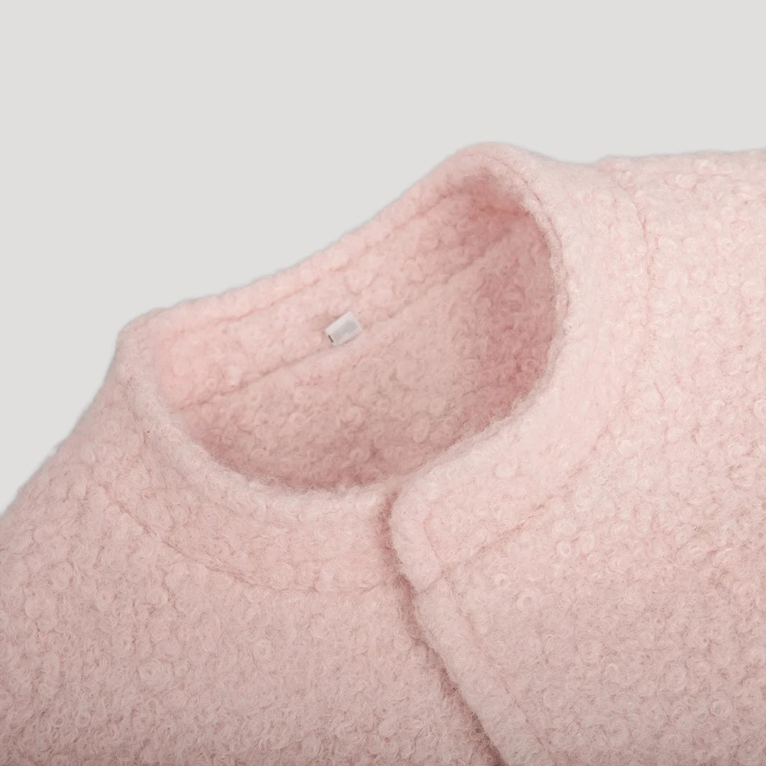 | Dam Boucle Teddy bomberjacka rosa med dragkedja