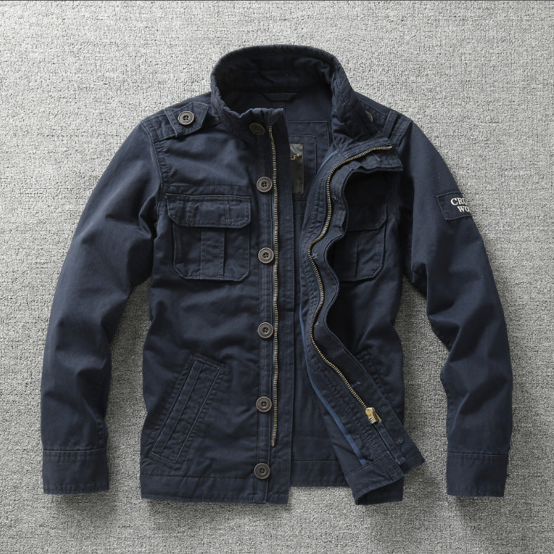 Herr Utility Parka med Huva, Quiltad Foder och Flera Fickor