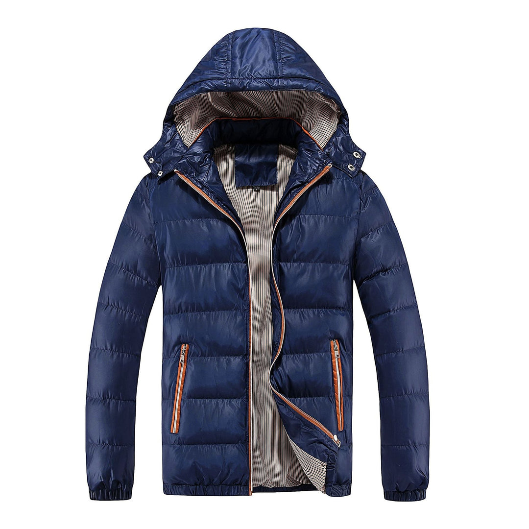 Herr vadderad quiltad Expedition Jacka med Fur-Lined Huva och Front Mix Fickor