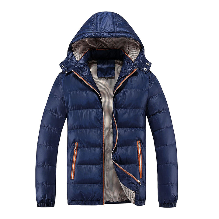 Herr vadderad quiltad Expedition Jacka med Fur-Lined Huva och Front Mix Fickor
