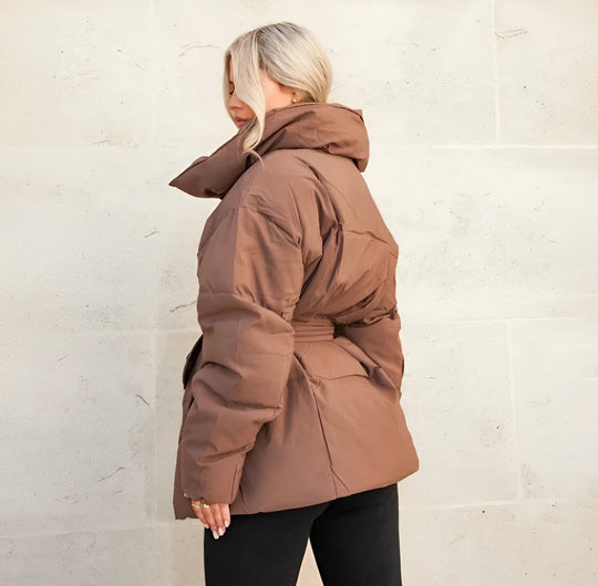 | Belted pufferjacka Plus Storlek Krage vinter Kappa