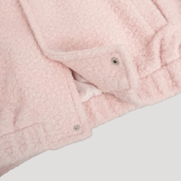 | Dam Boucle Teddy bomberjacka rosa med dragkedja